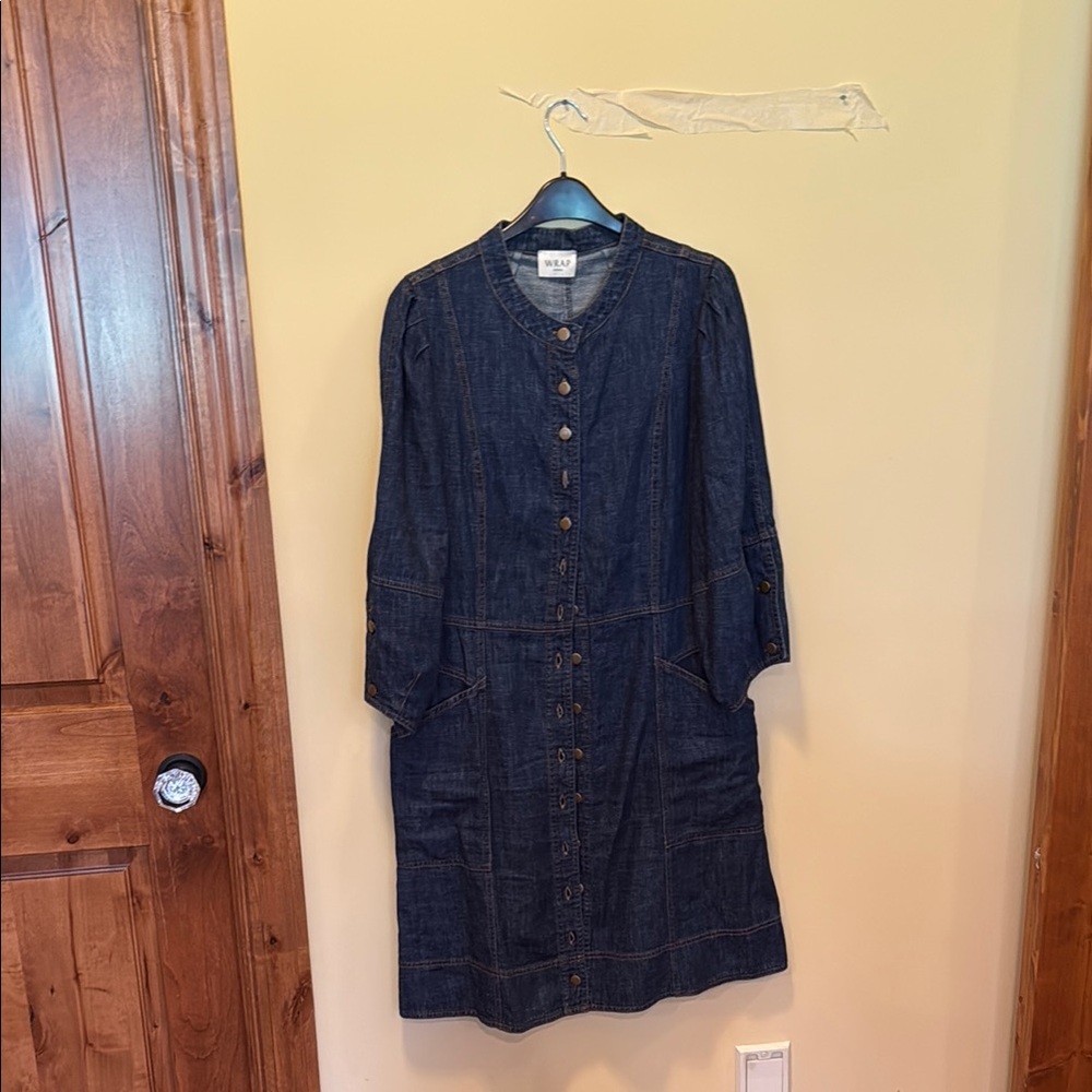 Wrap London Buttoned Dress with Bishop Sleeves